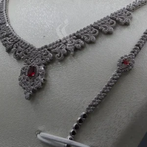 سرویس نگین دار زنانه نقره - یاقوت