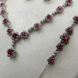 سرویس نگین دار نقره زنانه - یاقوت سرخ