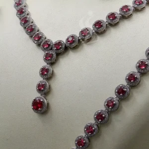 سرویس نگین دار زنانه نقره - یاقوت سرخ