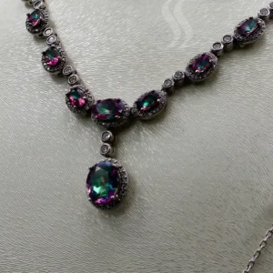 سرویس نگین دار نقره زنانه - تورمالین - طرح کهکشانی