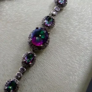 سرویس نگین دار نقره زنانه - تورمالین - طرح کهکشانی