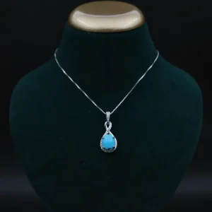 گردنبند نقره با سنگ فیروزه نیشابور کد pp16