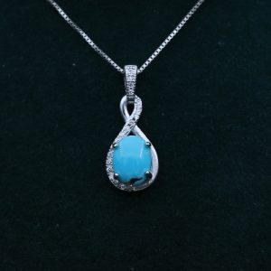 گردنبند نقره با سنگ فیروزه نیشابور کد pp16 از نزدیک