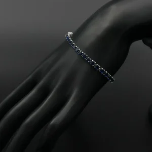 دستبند نقره زنانه - تنیسی - طرح یاقوت کبود