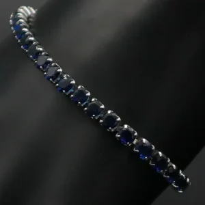 دستبند نقره زنانه - تنیسی - طرح یاقوت کبود