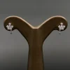 گوشواره نگین دار نقره زنانه - میخی - طرح تاج