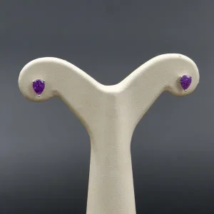 گوشواره نگین دار نقره زنانه - نگین بنفش