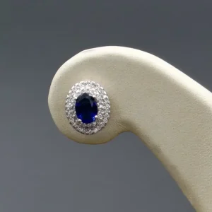 گوشواره نگین دار نقره زنانه - طرح بیضی