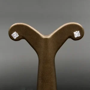 گوشواره نگین دار نقره زنانه - میخی - طرح پرنسس