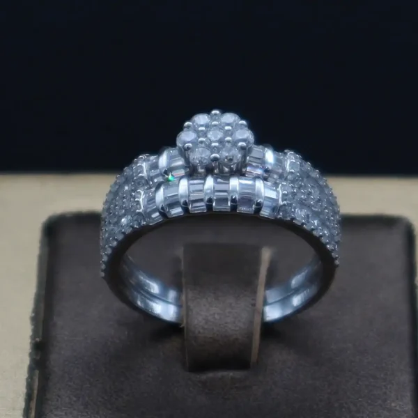 حلقه و پشت‌حلقه نقره با روکش طلا کد WR-2 - Image 2