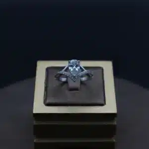 حلقه نقره زنانه سولیتر با آبکاری طلا کد WR-5