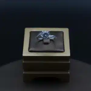 حلقه نقره سولیتر تگ نگین و روکش طلا کد WR-7