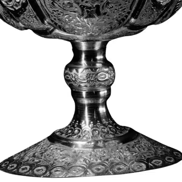 کشکول پایه دار تمام نقره طرح گل و مرغ کد SK-7 - Image 6