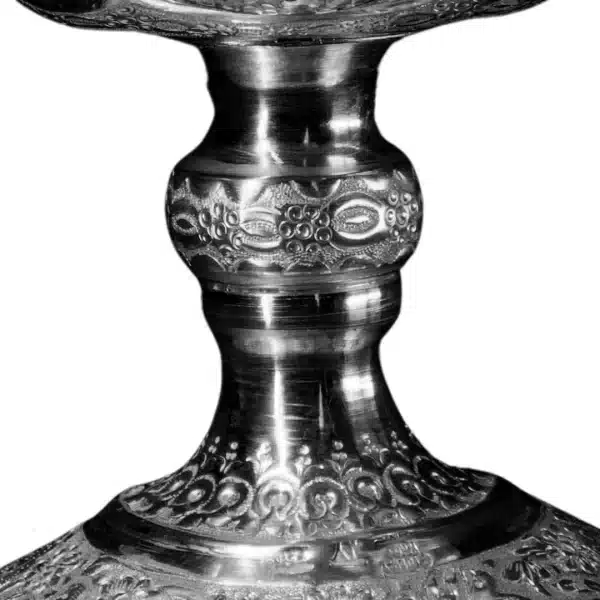 کشکول پایه دار تمام نقره طرح گل و مرغ کد SK-7 - Image 7