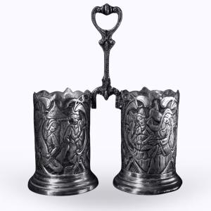 جای قاشق و چنگال نقره طرح سیاه‌قلم کد SZ-11