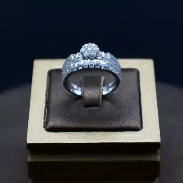 حلقه و پشت‌حلقه نقره با روکش طلا کد WR-2 - Image 3