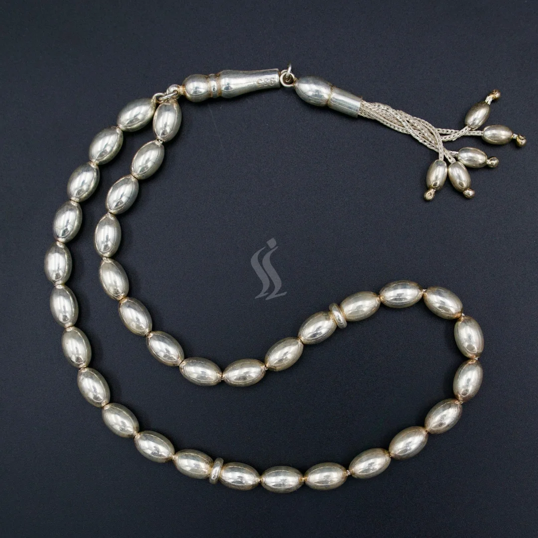 تسبیح نقره مردانه طرح مرواریدی تمام نقره کد RO-05 - Image 3