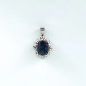 آویز نقره با آبکاری طلا - سنگ اوپال معدنی