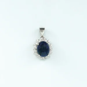 آویز نقره با آبکاری طلا - سنگ اوپال معدنی